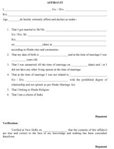 marriage certificate affidavitv delhi