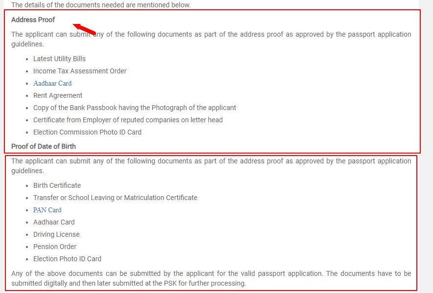 Document requirement for senior citizen passport in India