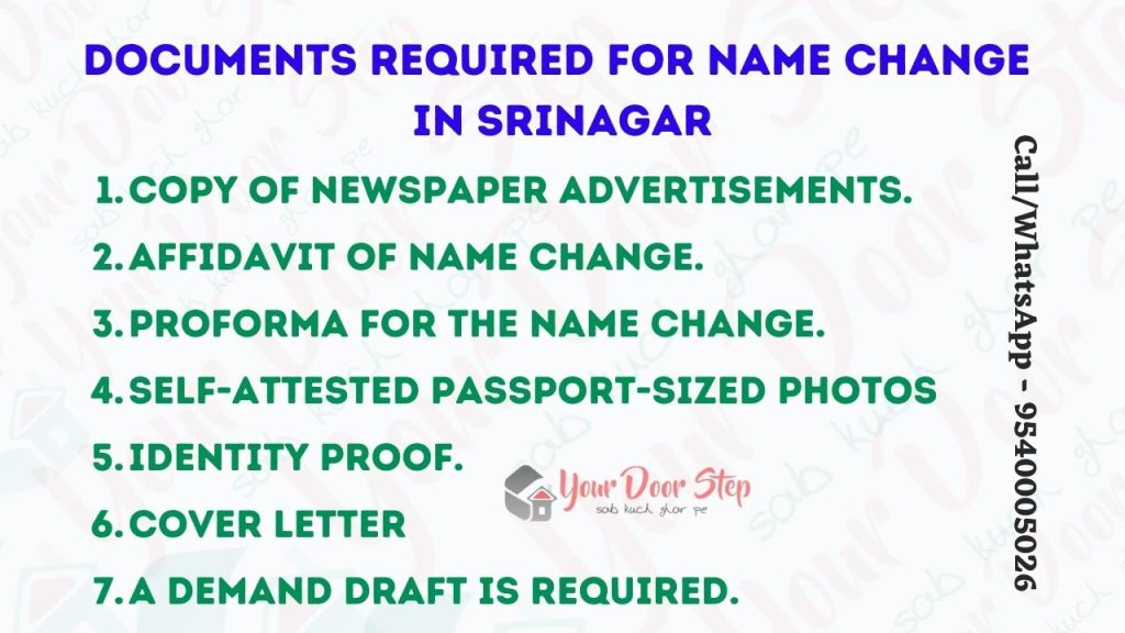 Documents Required For Name Change in Srinagar