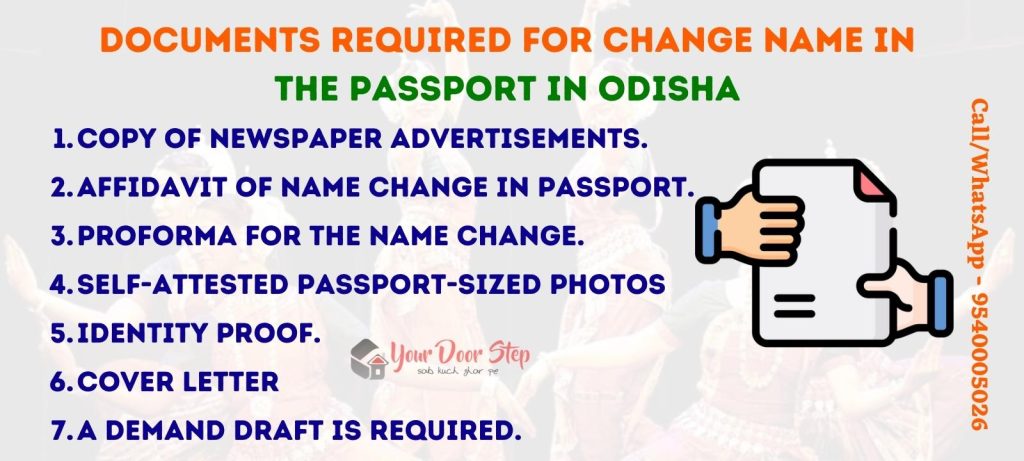 Documents required for Name Change in passport in Odisha
