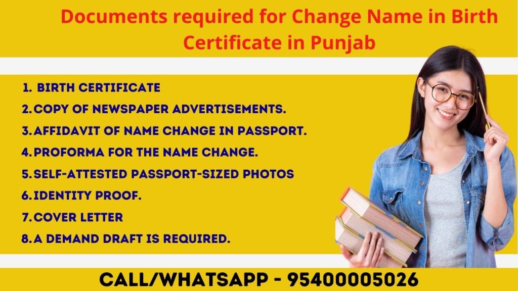Documents required for Change Name in Birth Certificate in Punjab