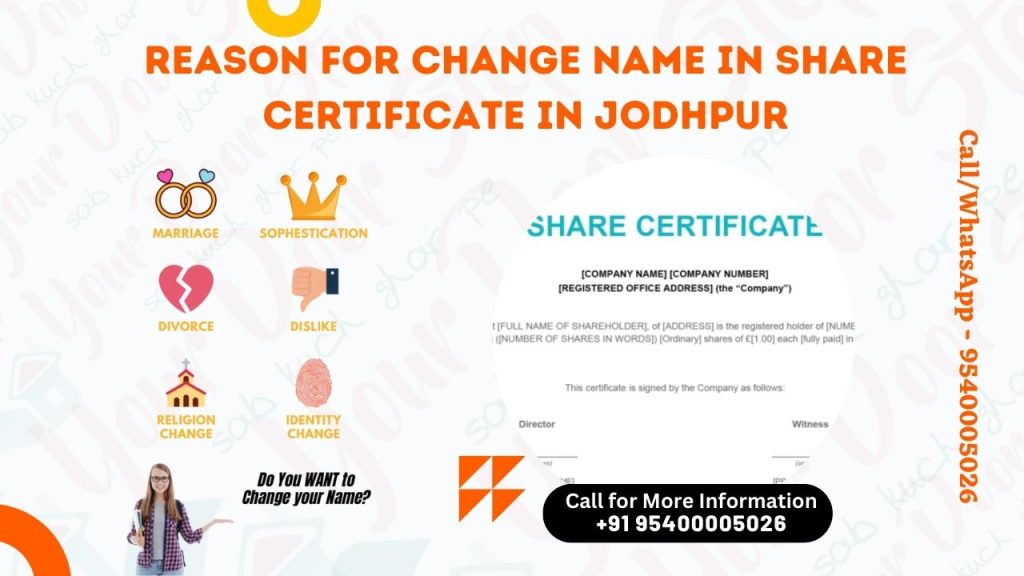 Reason For change name in share certificate in Jodhpur