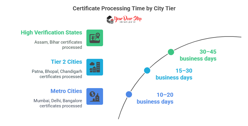 Certificate Processing Time by City Tier