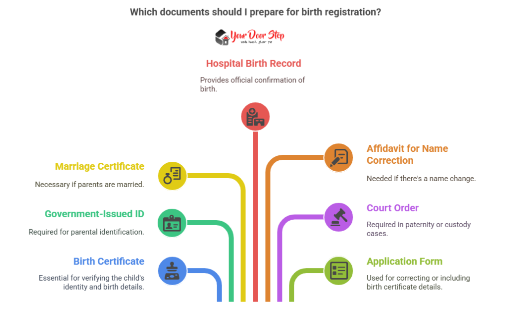 Which documents should I prepare for birth registration