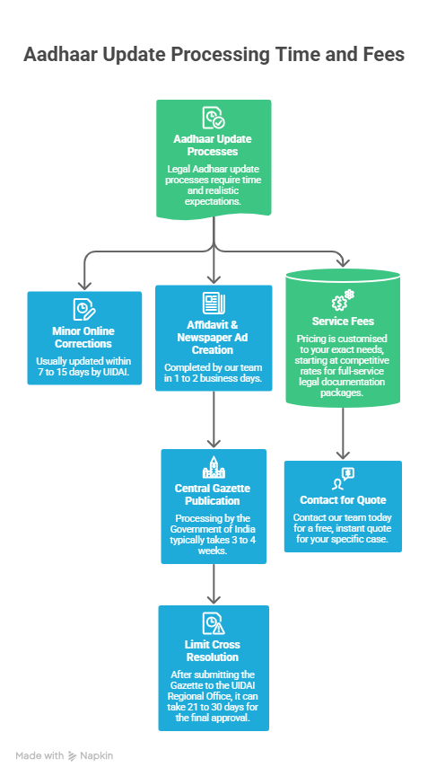 Aadhaar Update Processing Time and Fees